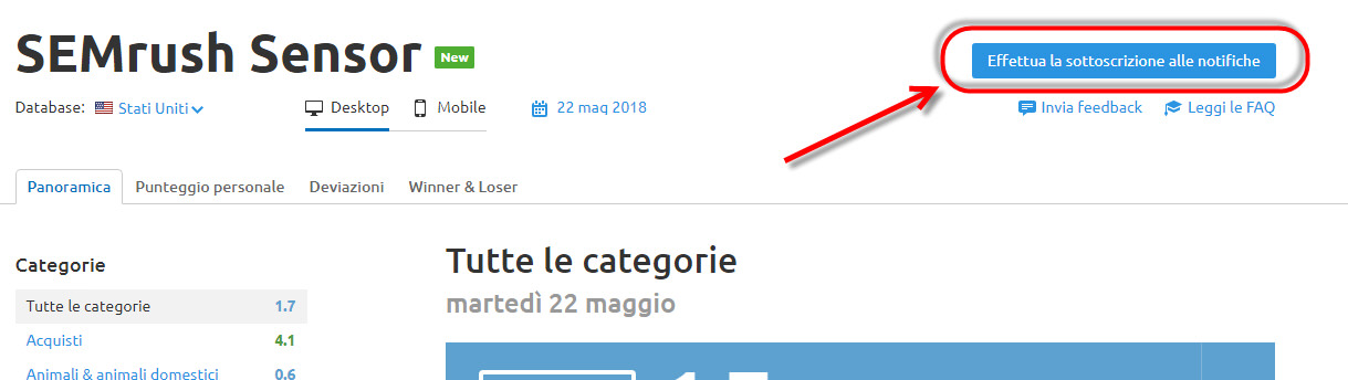sensor semrush volatilità serp