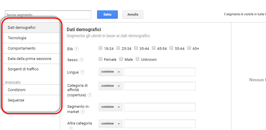 segmenti google analytics