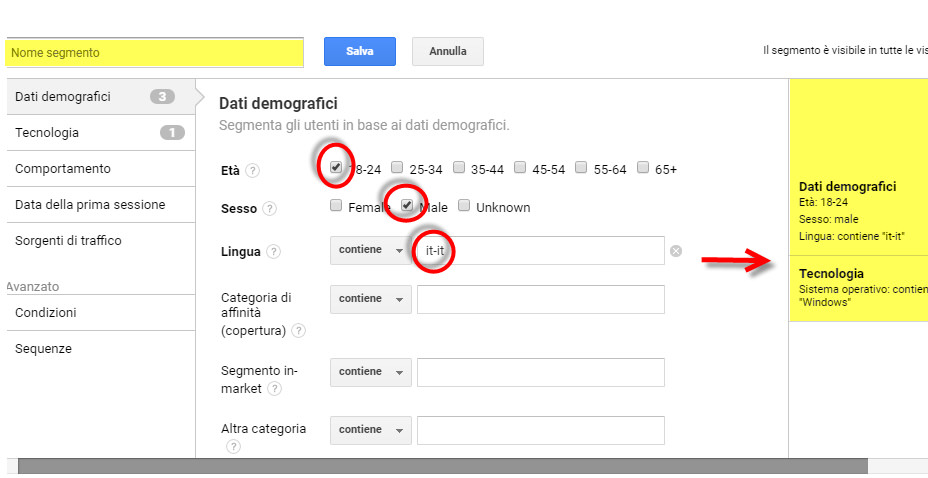 segmenti google analytics