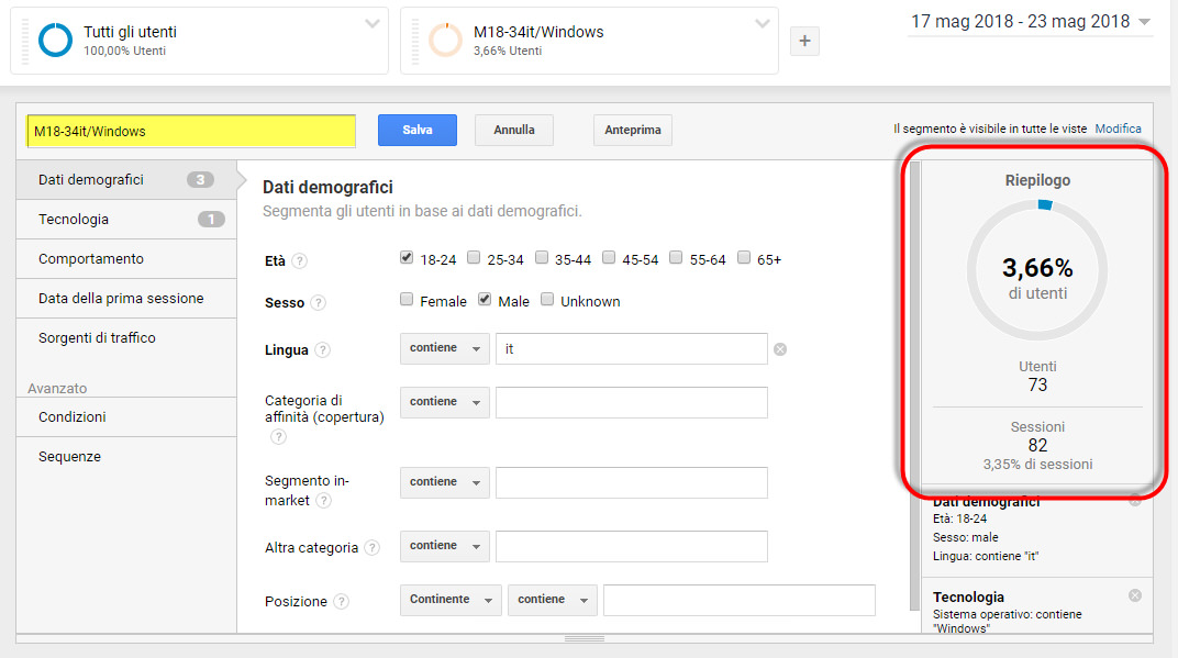 segmenti google analytics