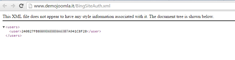 bing webmaster joomla