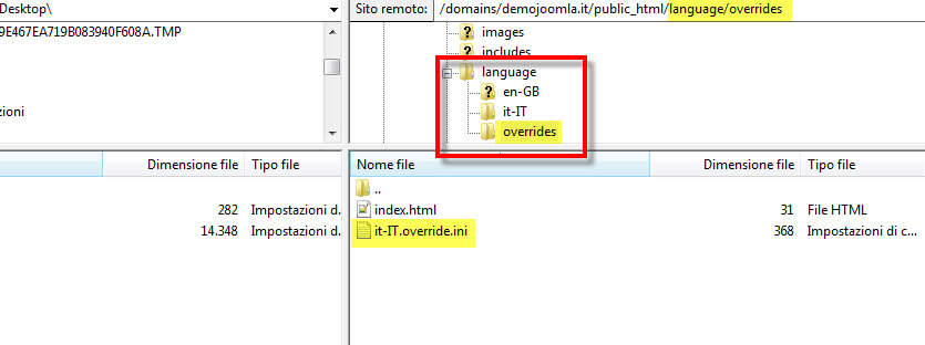 file override lingua