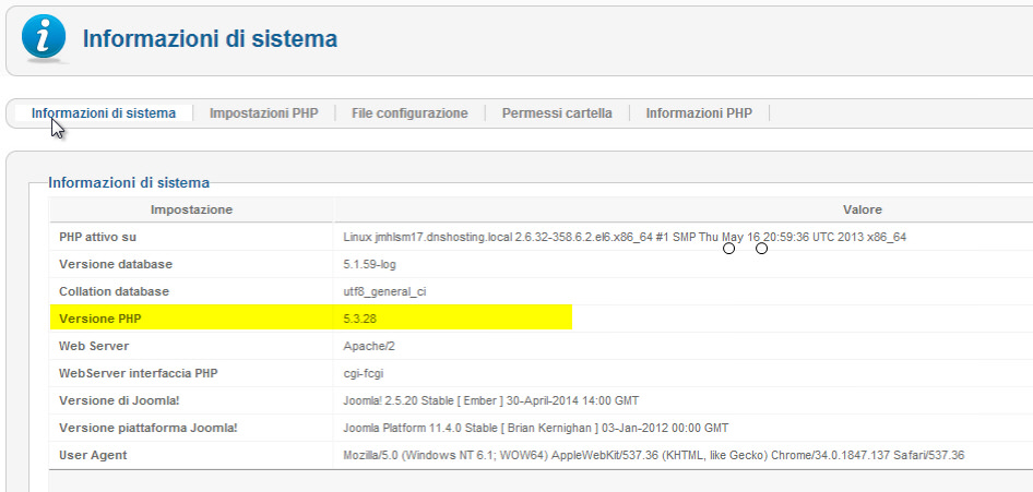 aggiornare joomla 3 versione php