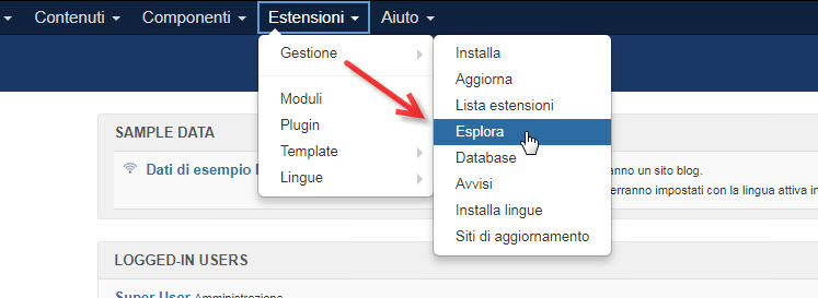 installare estensioni joomla