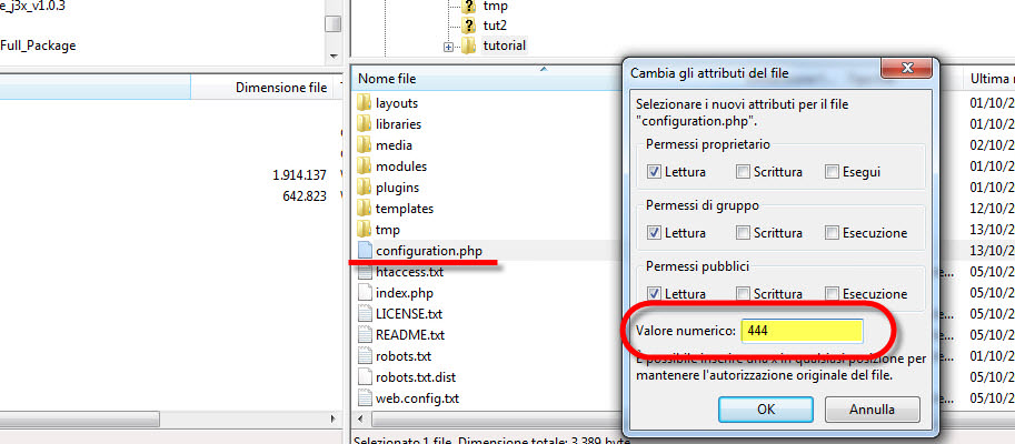 permessi file joomla