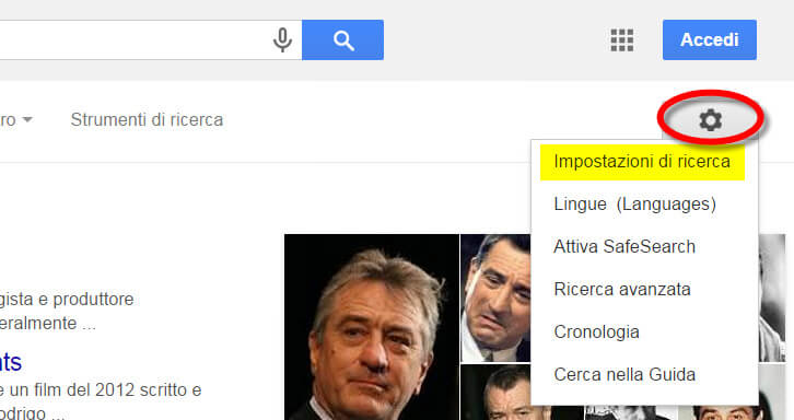 google suggest impostazioni