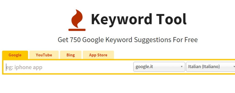 Ricerca parole chiave con Keyword tool