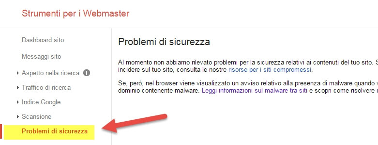 Strumenti webmaster Problemi di sicurezza