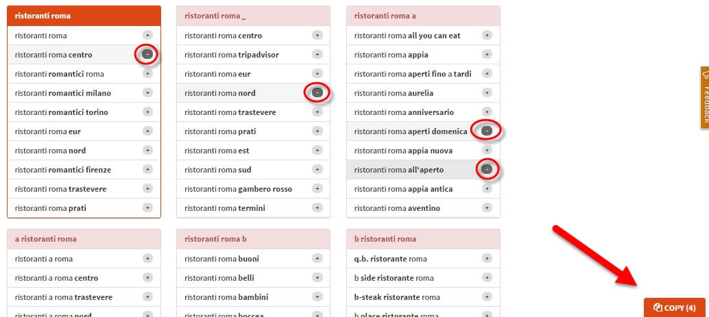 Suggerimenti keyword tool