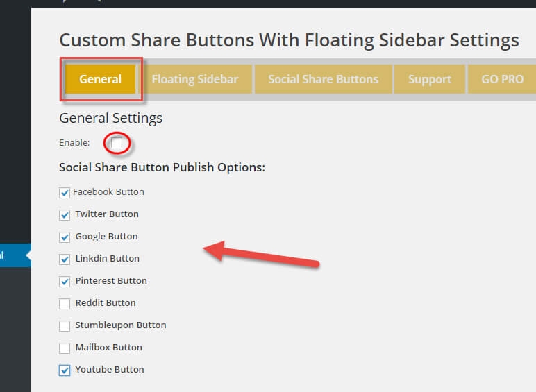 Custom Share Buttons with Floating Sidebar