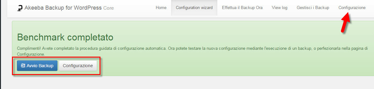 Akeeba Backup WordPress configurazione