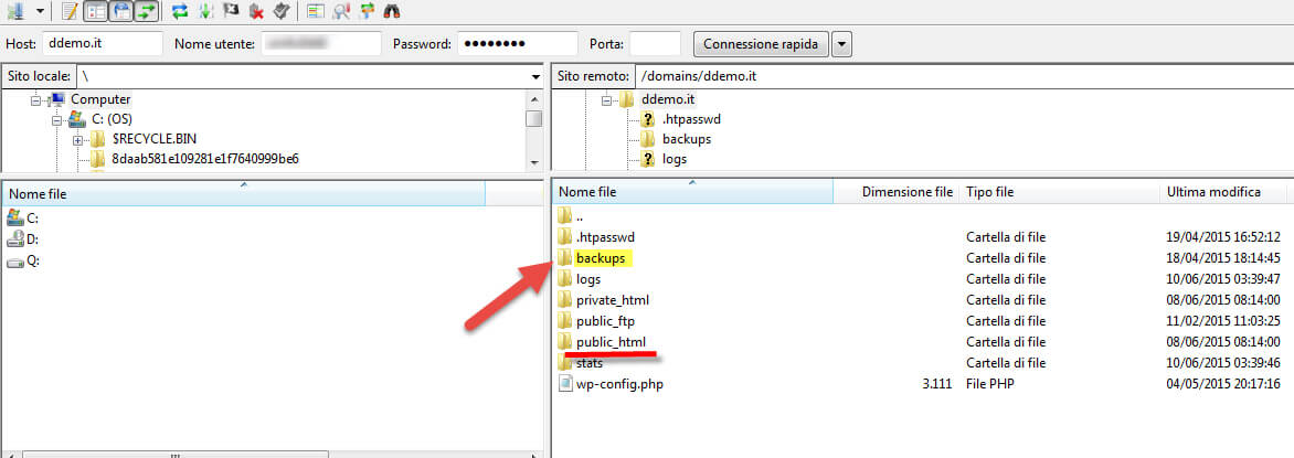Akeeba Backup WordPress cartella destinazione