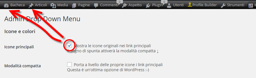 barra orizzontale backend wordpress 
