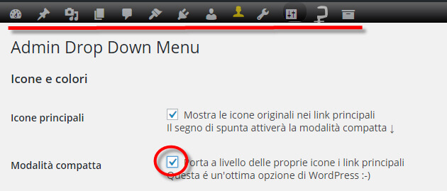 barra orizzontale backend wordpress