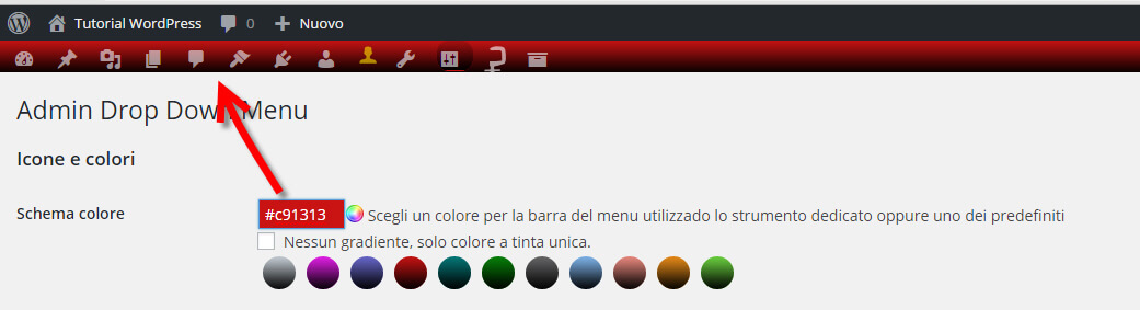 barra orizzontale backend wordpress 4
