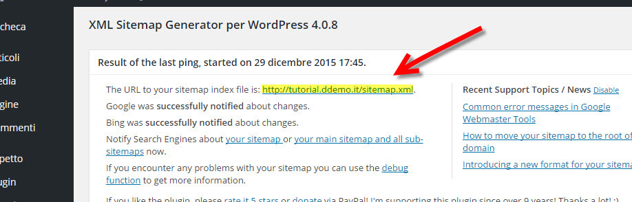 creare sitemap wordpress con google xml sitemaps 
