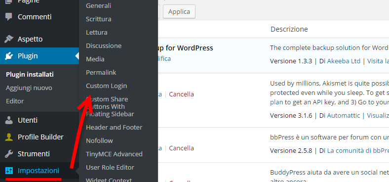 personalizzare form login 