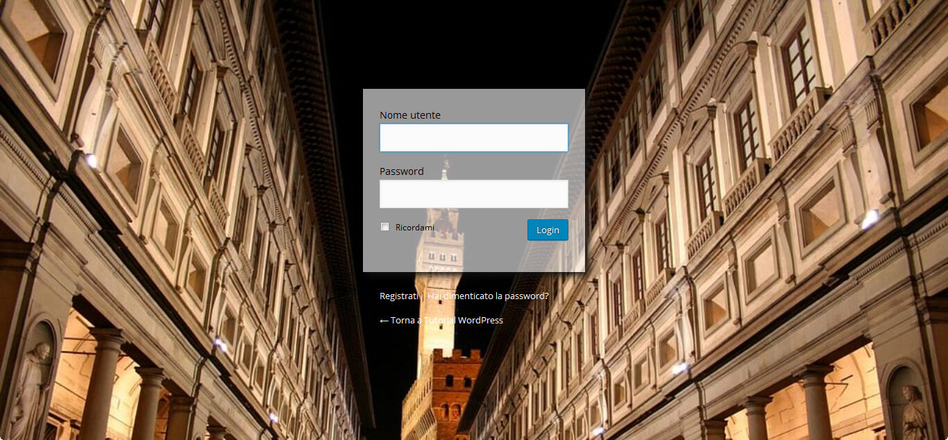 personalizzare form login wordpress