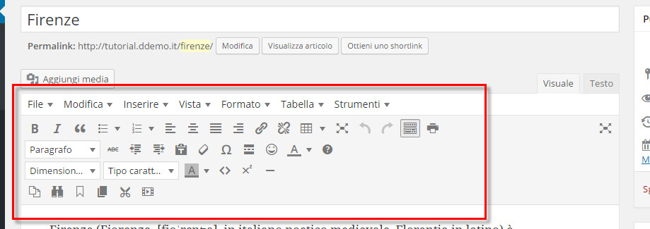 Tinymce Advanced editor visuale Wordpress avanzato