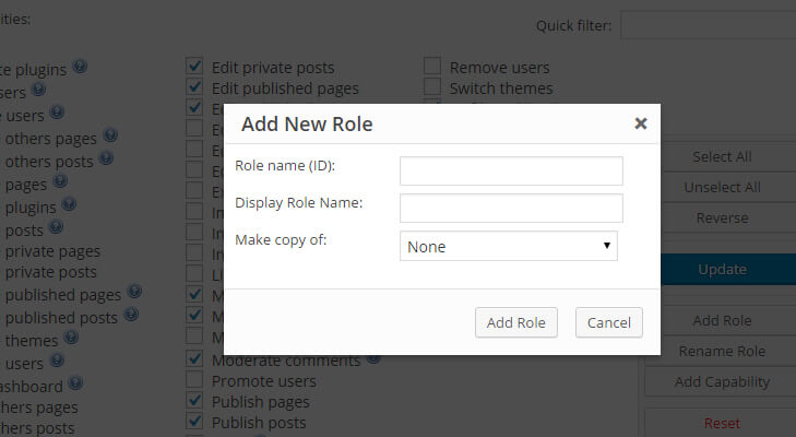 user role editor wordpress gestione permessi ruoli