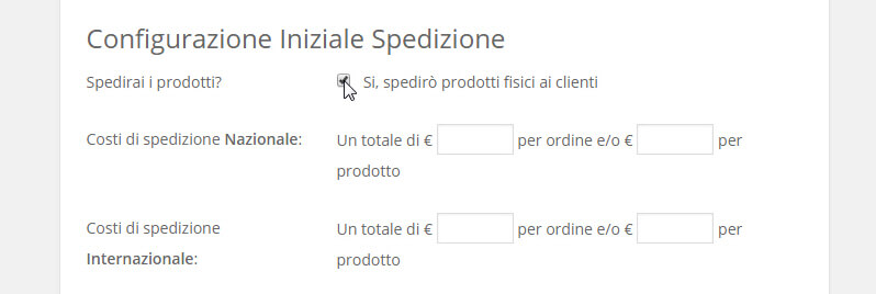 woocommerce configurazione spedizione