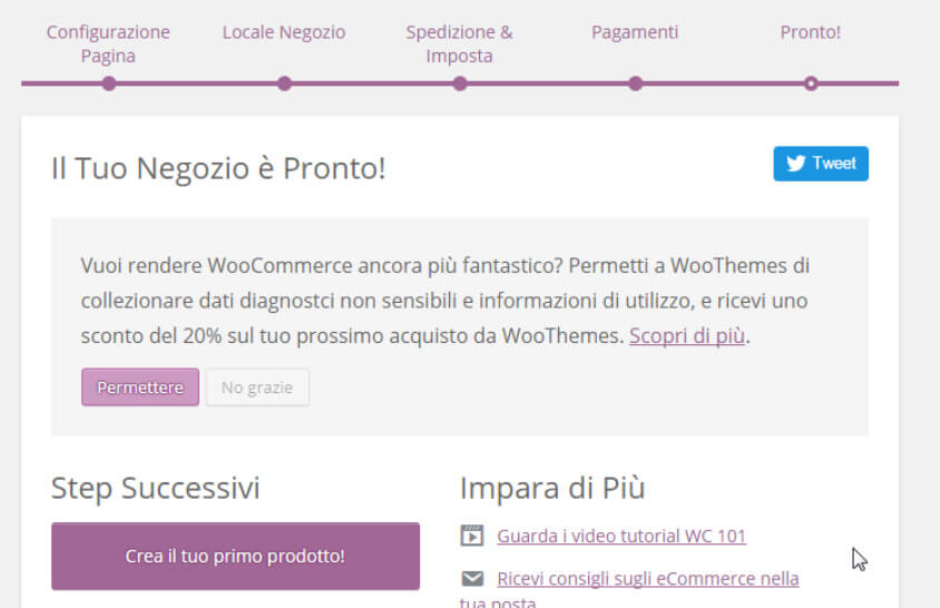 woocommerce termine setup wizard