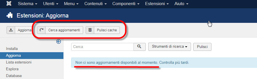 aggiornare estensioni joomla