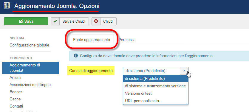 aggiornare joomla